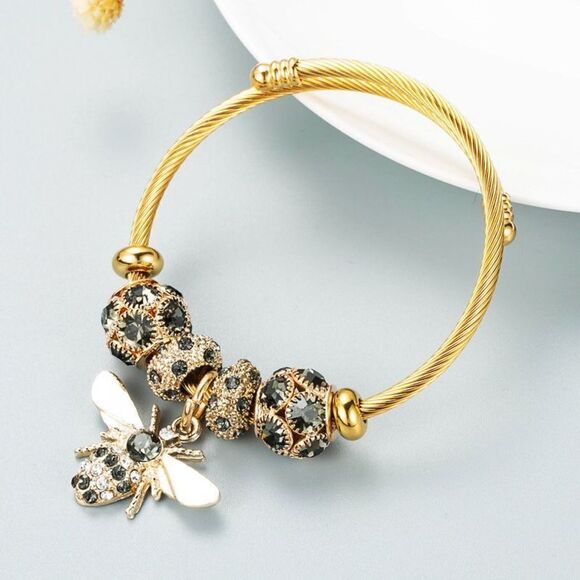 Trendy bee shiny adjustable copper bracelet - Picture 1 of 4